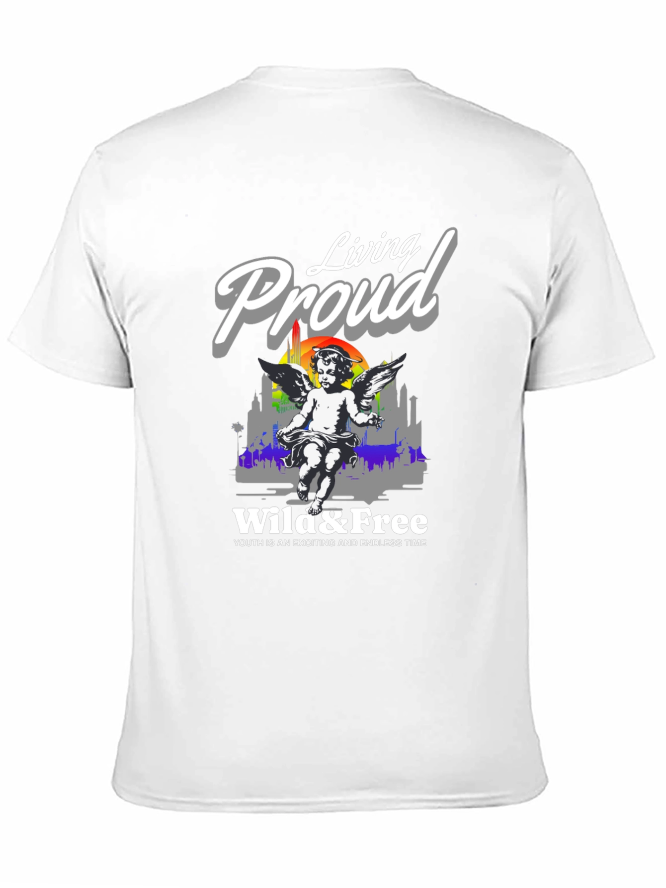 Camiseta Negra Living Proud Ángel y Libertad