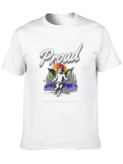 Camiseta Negra Living Proud Ángel y Libertad