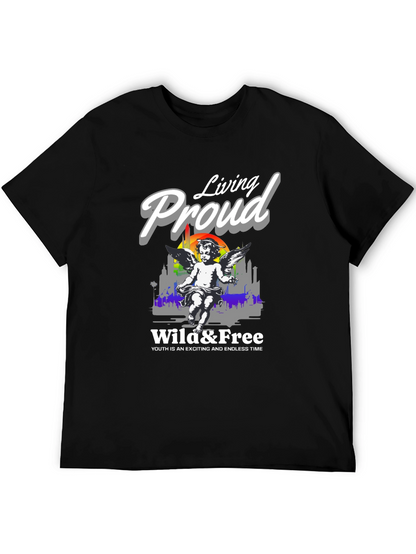 Camiseta Negra Living Proud Ángel y Libertad