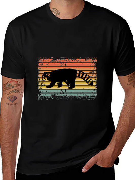 Camiseta Negra con Diseño de Panda Rojo Vintage