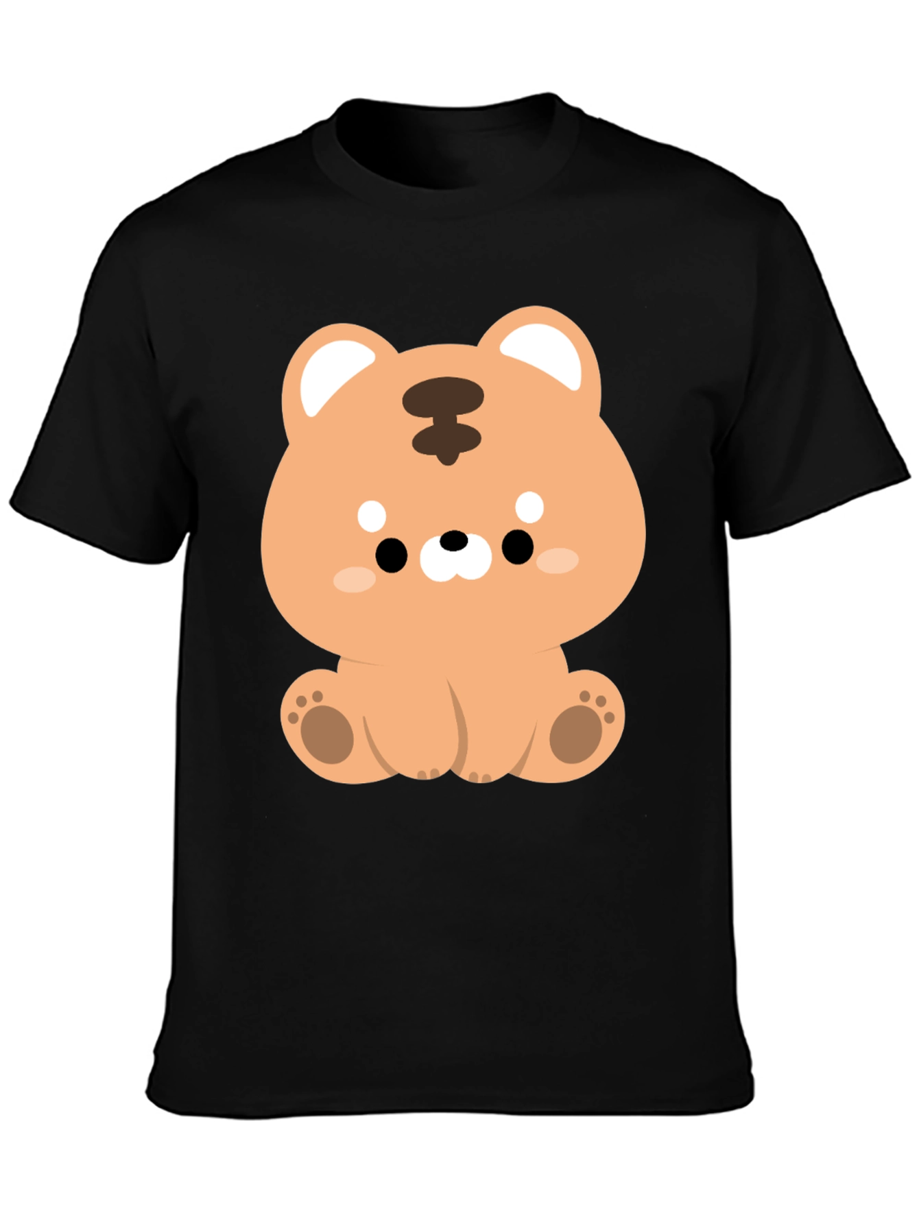 Camiseta Negra con Diseño de Tigre Kawaii