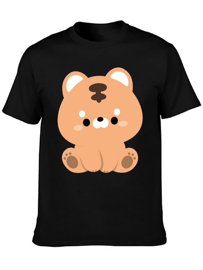 Camiseta Negra con Diseño de Tigre Kawaii