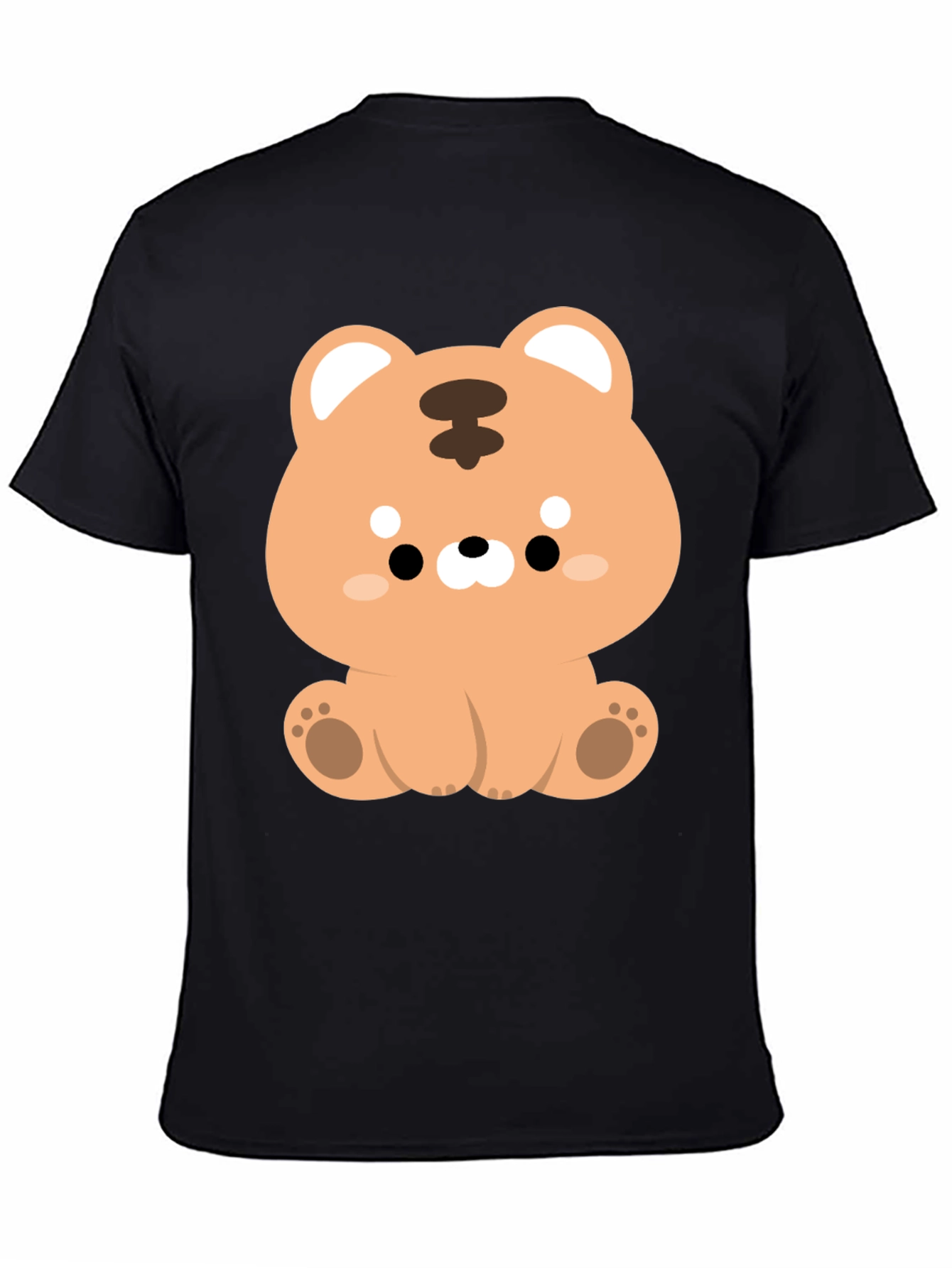 Camiseta Negra con Diseño de Tigre Kawaii