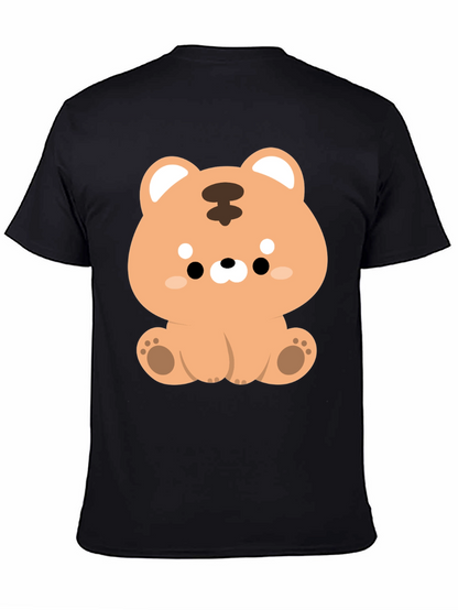 Camiseta Negra con Diseño de Tigre Kawaii