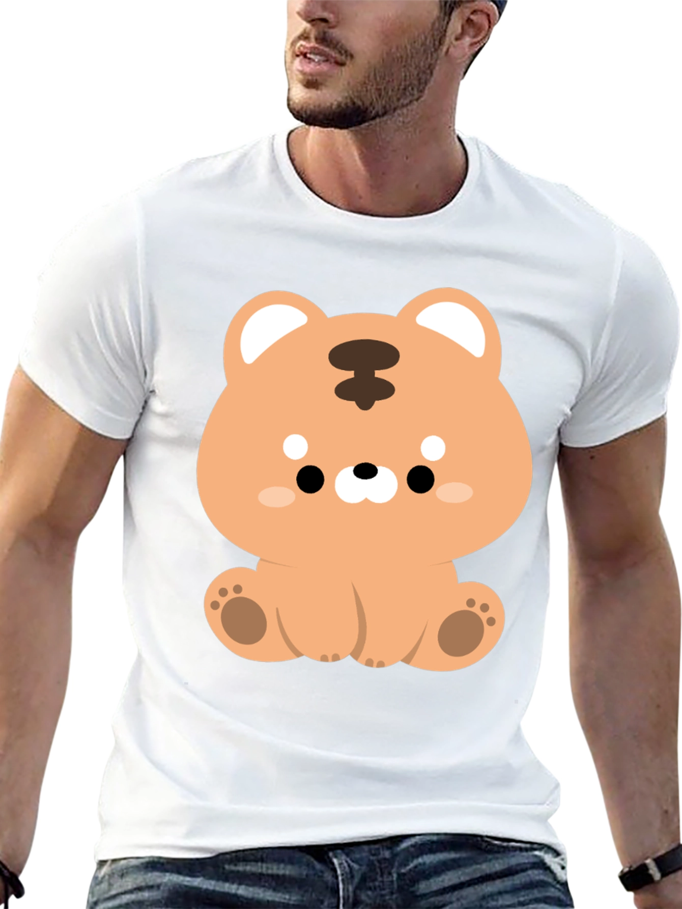 Camiseta Negra con Diseño de Tigre Kawaii