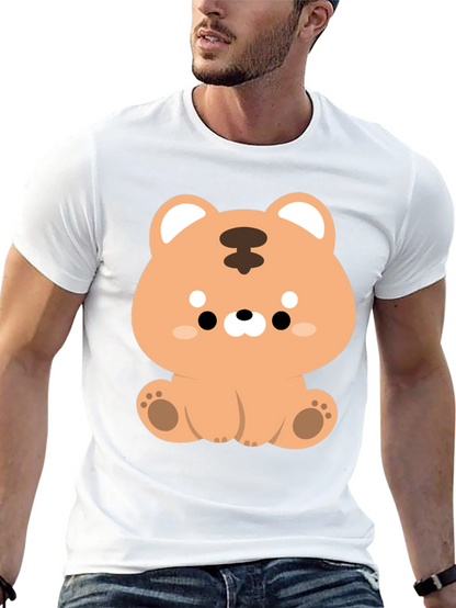 Camiseta Negra con Diseño de Tigre Kawaii