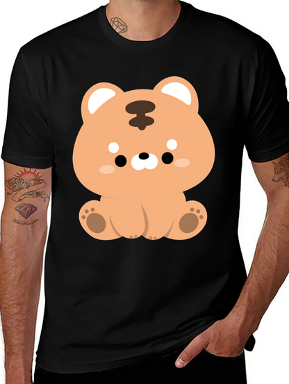Camiseta Negra con Diseño de Tigre Kawaii