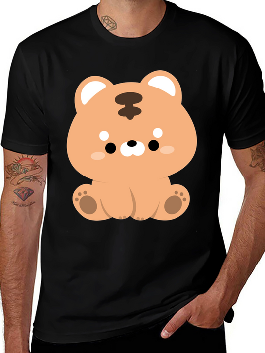 Camiseta Negra con Diseño de Tigre Kawaii