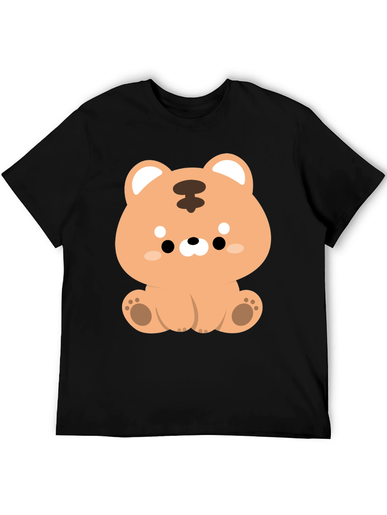 Camiseta Negra con Diseño de Tigre Kawaii