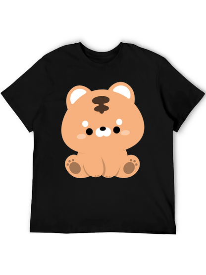 Camiseta Negra con Diseño de Tigre Kawaii