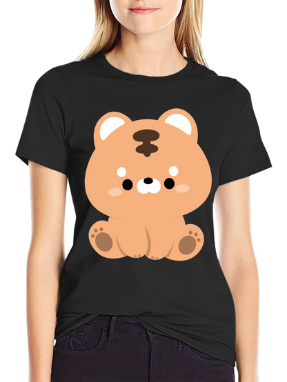 Camiseta Negra con Diseño de Tigre Kawaii