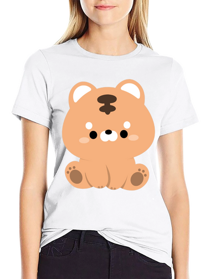 Camiseta Negra con Diseño de Tigre Kawaii