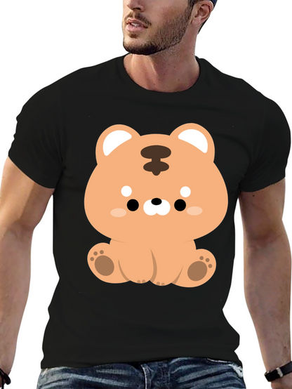 Camiseta Negra con Diseño de Tigre Kawaii