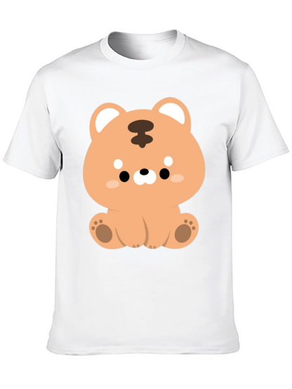 Camiseta Negra con Diseño de Tigre Kawaii