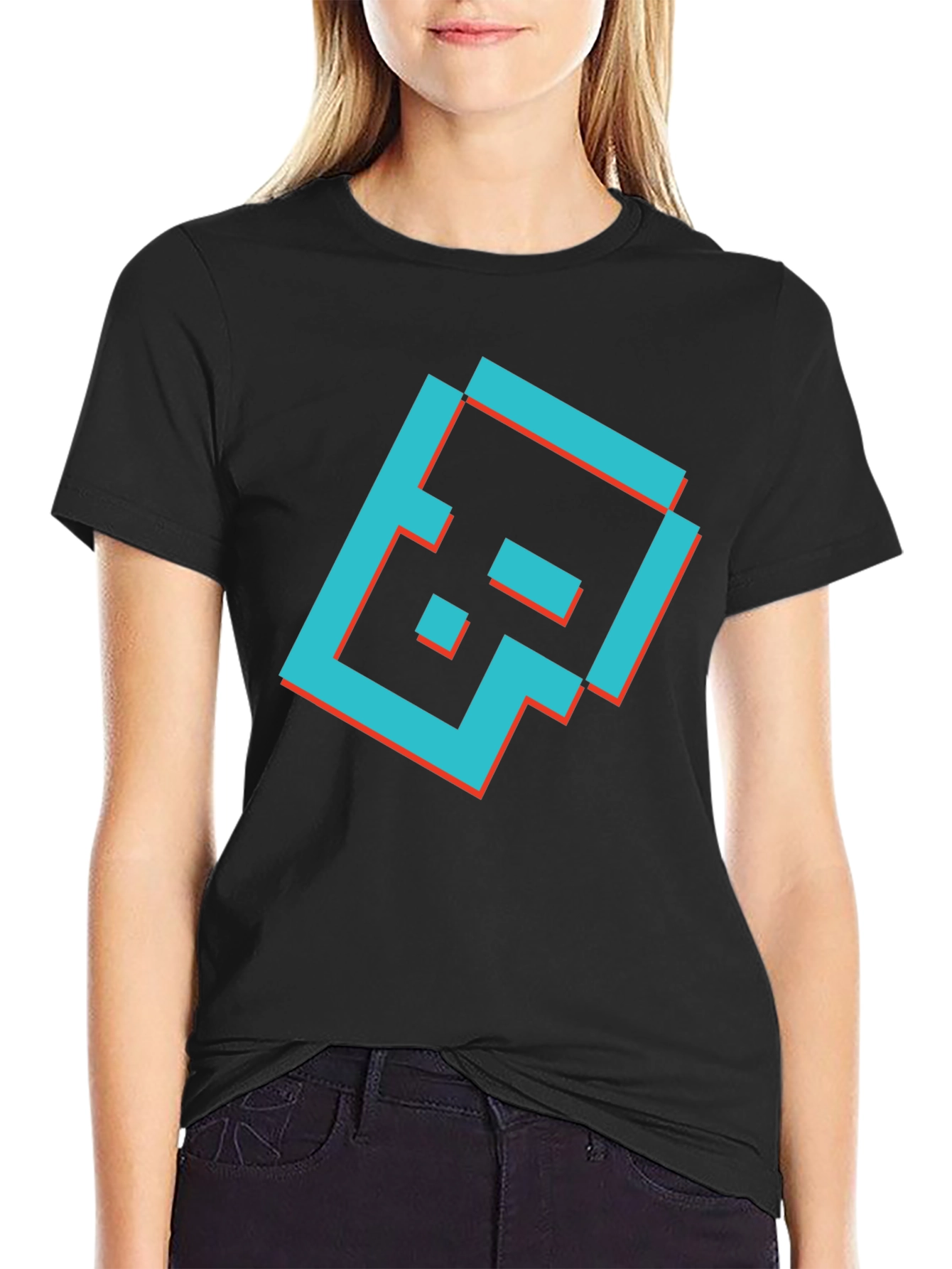 Camiseta Negra con Diseño Gráfico Retro