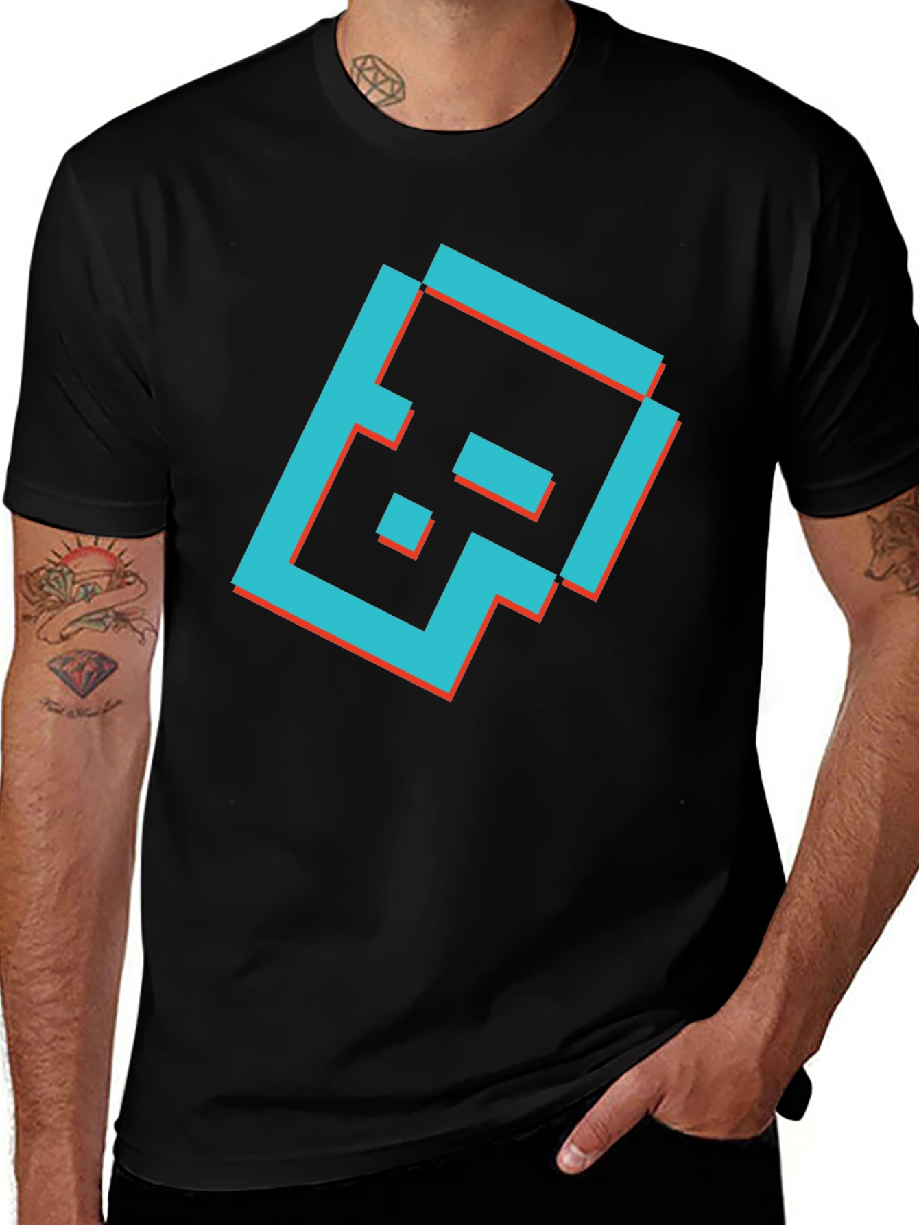Camiseta Negra con Diseño Gráfico Retro