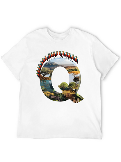 Camiseta Negra con Diseño de Naturaleza Letra Q