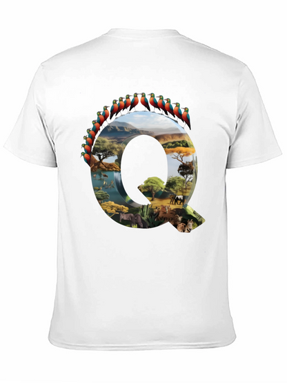 Camiseta Negra con Diseño de Naturaleza Letra Q