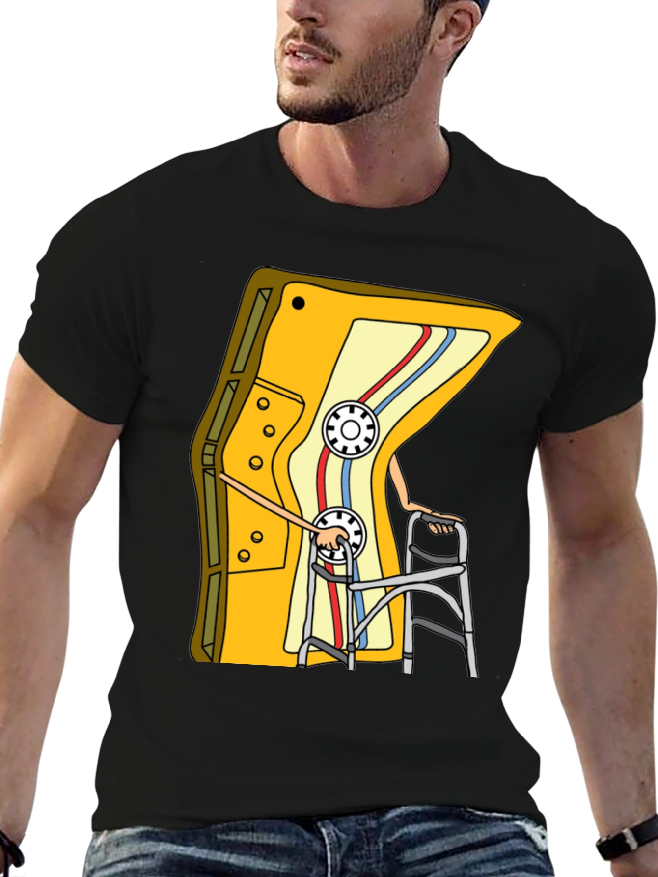 Camiseta Negra con Diseño de Cassette Retro