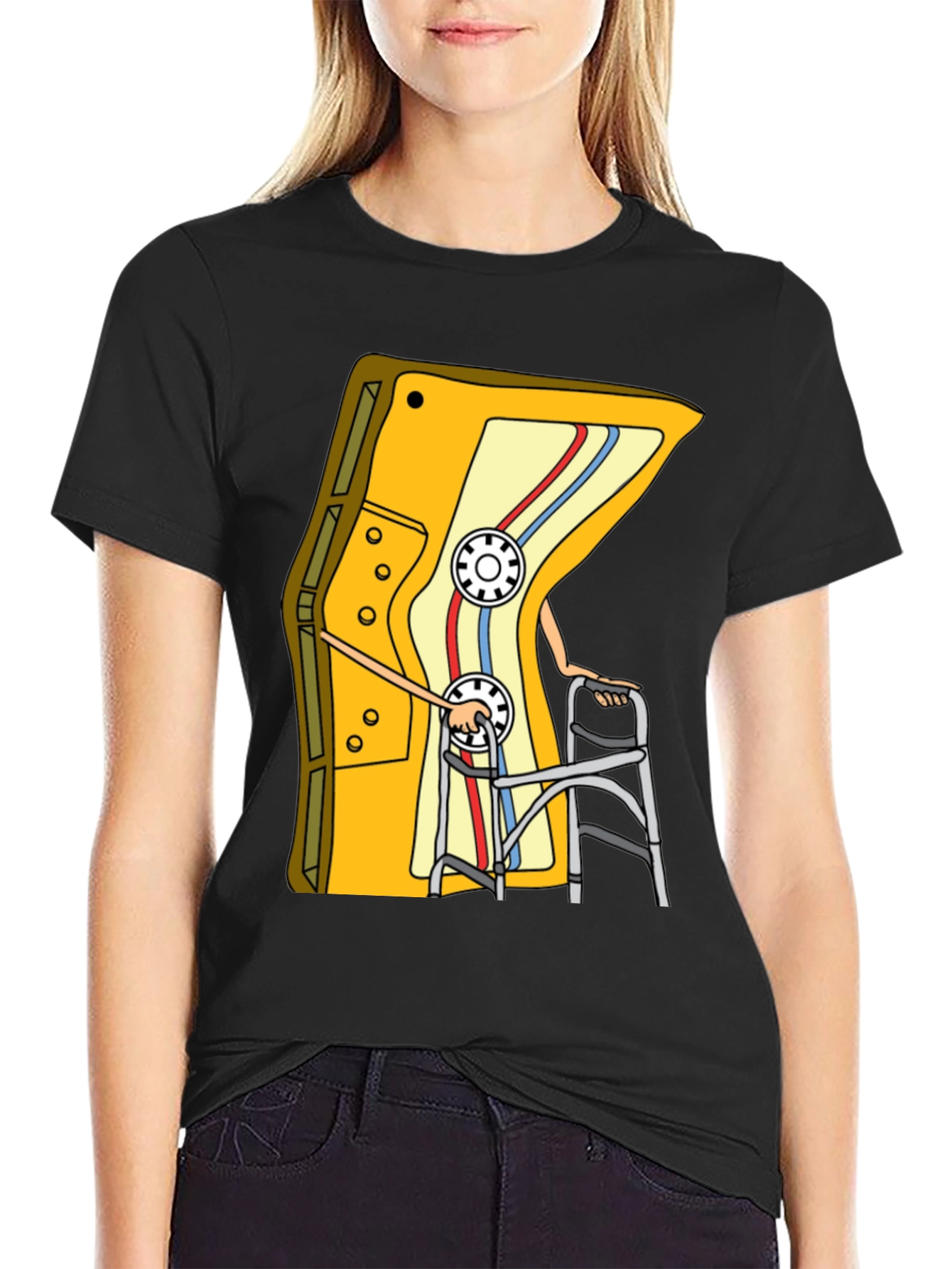 Camiseta Negra con Diseño de Cassette Retro