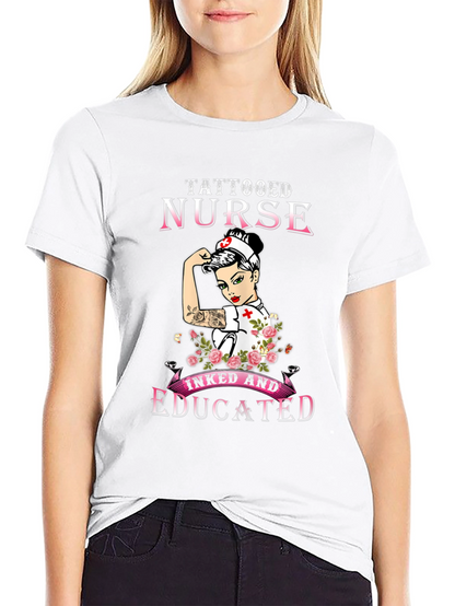 Camiseta Negra Tattooed Nurse