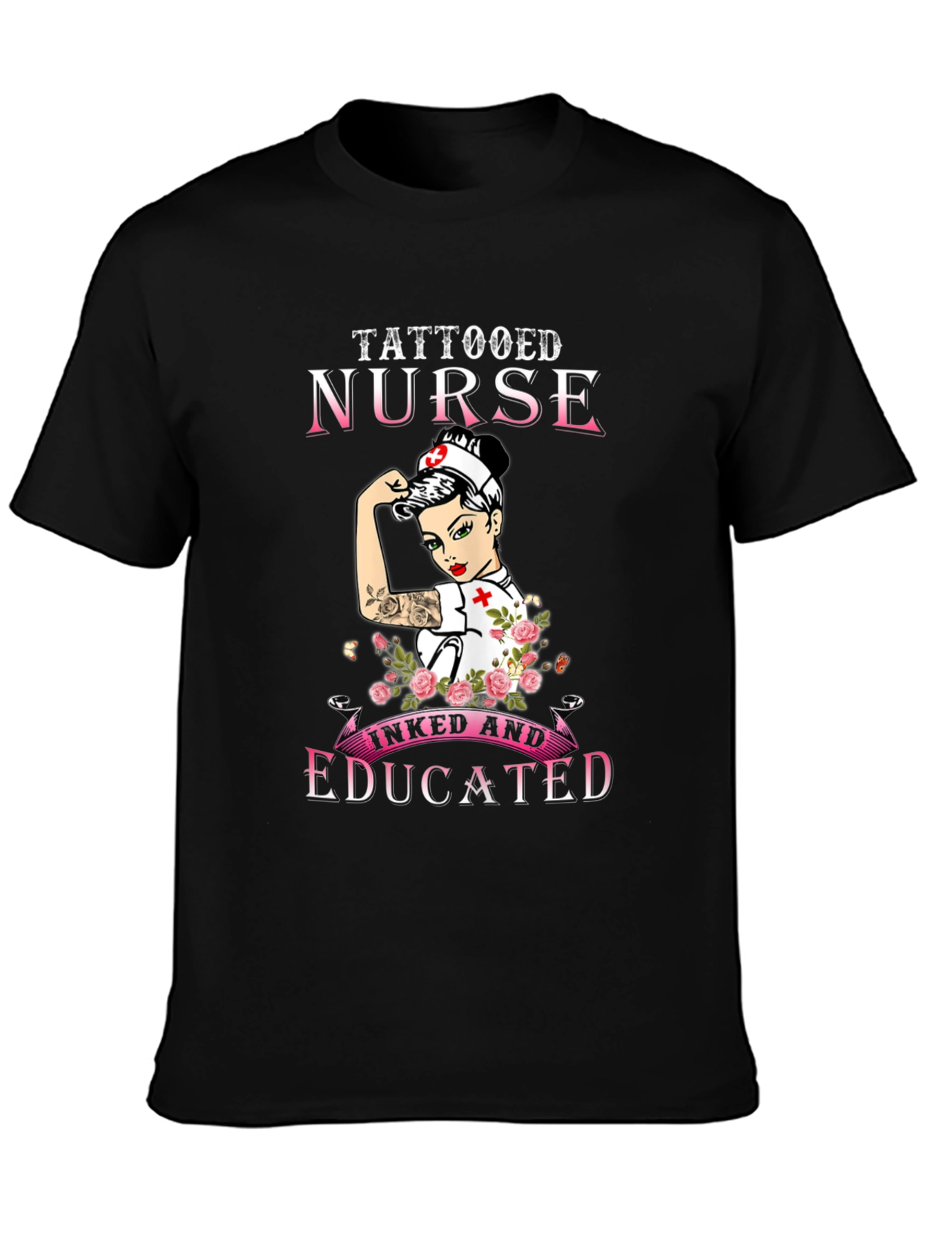 Camiseta Negra Tattooed Nurse