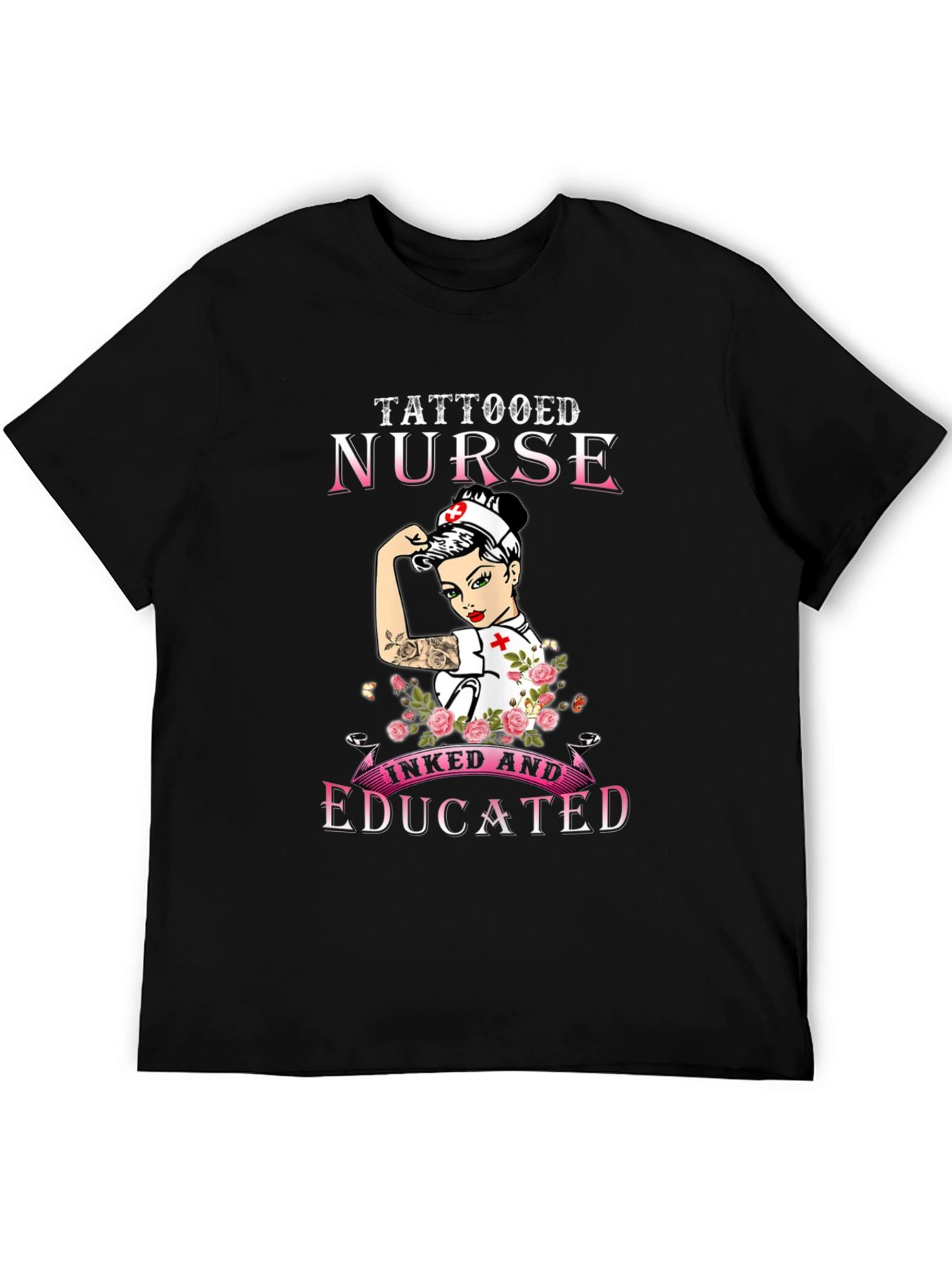 Camiseta Negra Tattooed Nurse