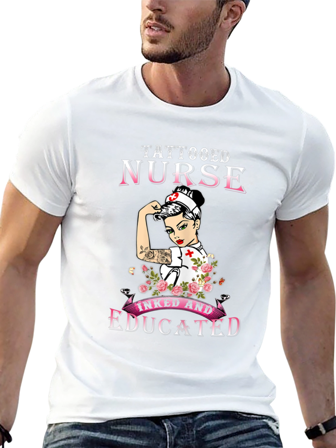 Camiseta Negra Tattooed Nurse