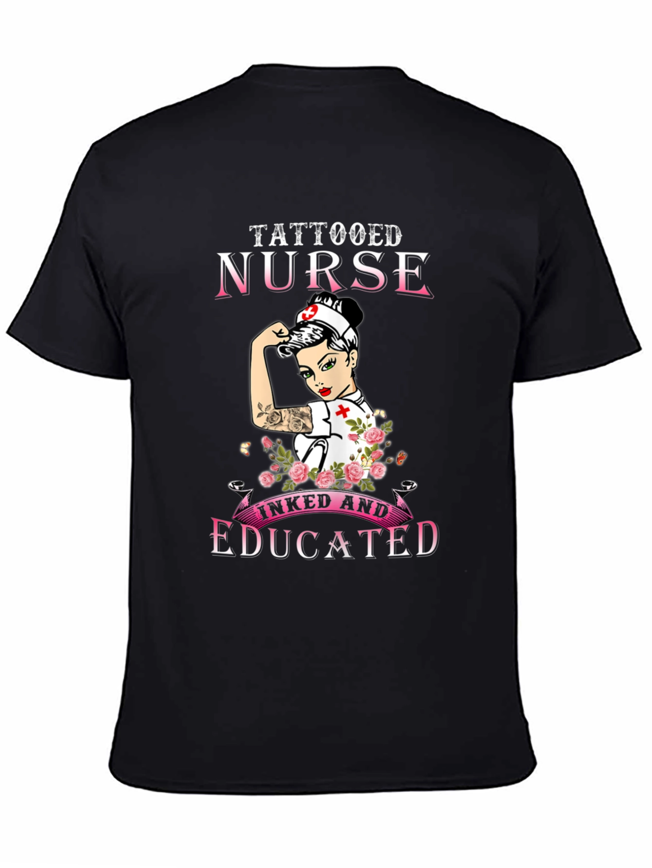 Camiseta Negra Tattooed Nurse