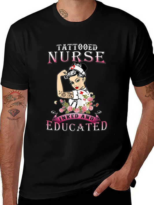 Camiseta Negra Tattooed Nurse
