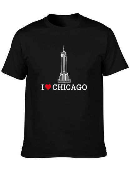 Camiseta Negra I ❤️ CHICAGO Edificio Icónico