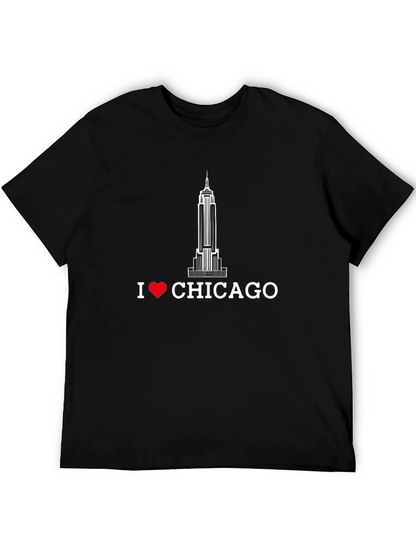Camiseta Negra I ❤️ CHICAGO Edificio Icónico