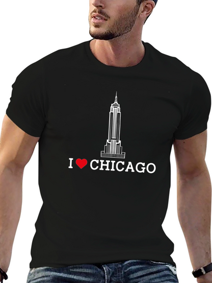 Camiseta Negra I ❤️ CHICAGO Edificio Icónico