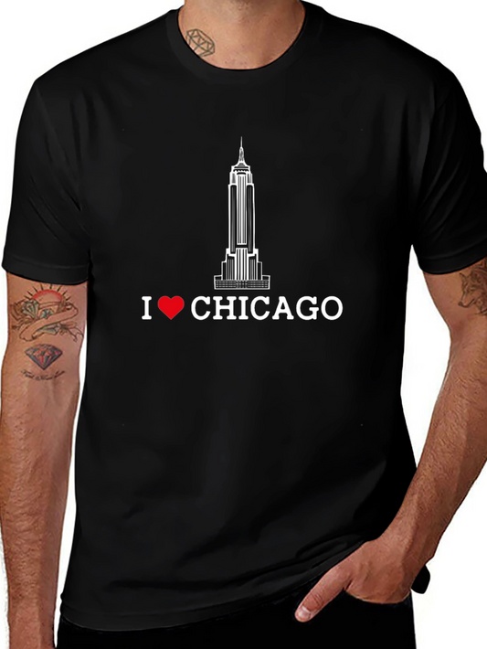 Camiseta Negra I ❤️ CHICAGO Edificio Icónico
