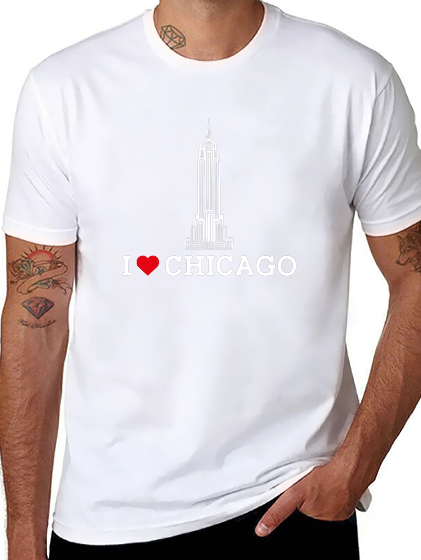 Camiseta Negra I ❤️ CHICAGO Edificio Icónico