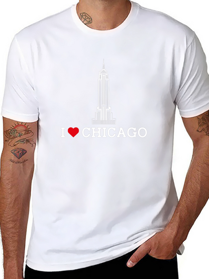 Camiseta Negra I ❤️ CHICAGO Edificio Icónico