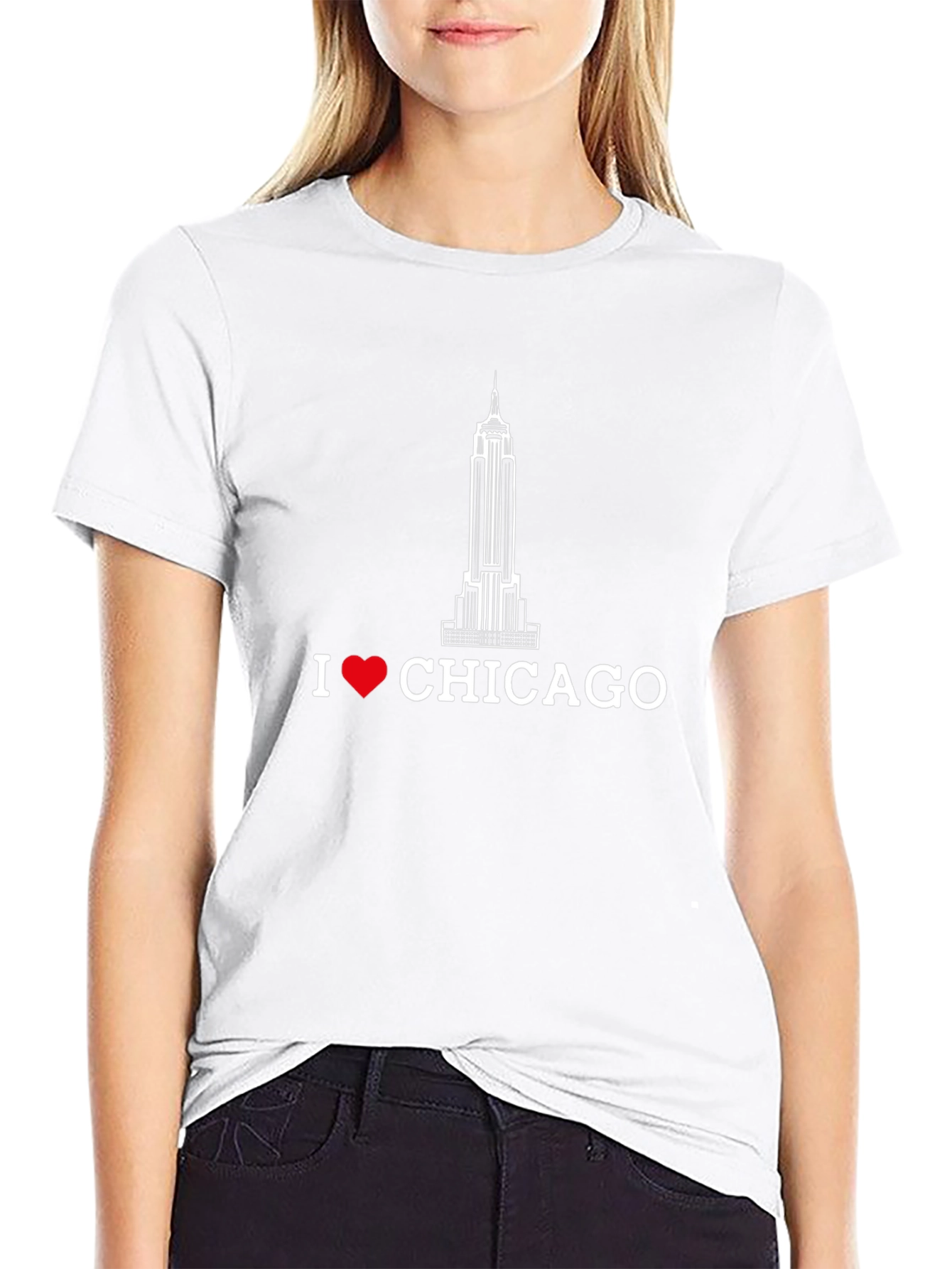 Camiseta Negra I ❤️ CHICAGO Edificio Icónico