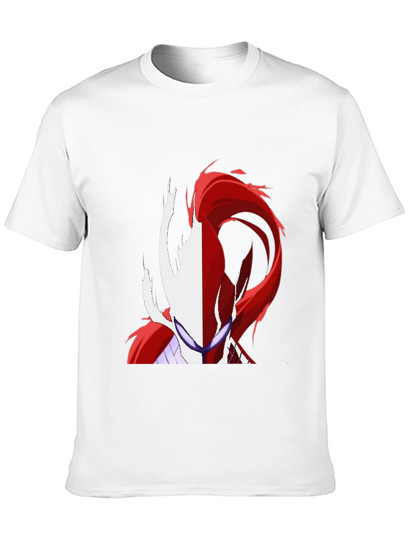 Camiseta Negra con Diseño Abstracto Rojo y Blanco
