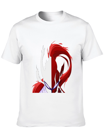 Camiseta Negra con Diseño Abstracto Rojo y Blanco