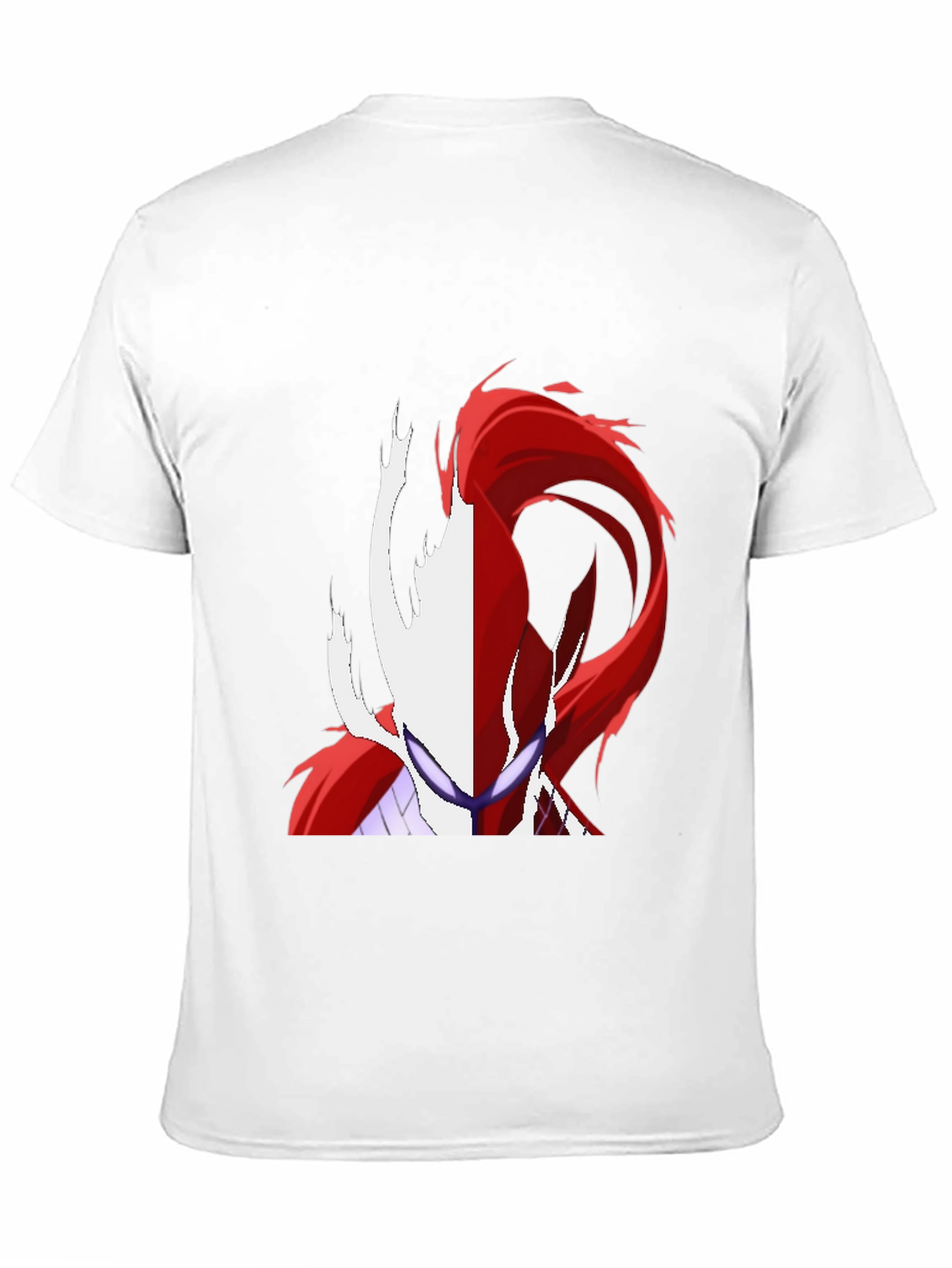 Camiseta Negra con Diseño Abstracto Rojo y Blanco