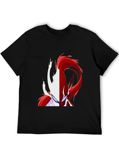Camiseta Negra con Diseño Abstracto Rojo y Blanco