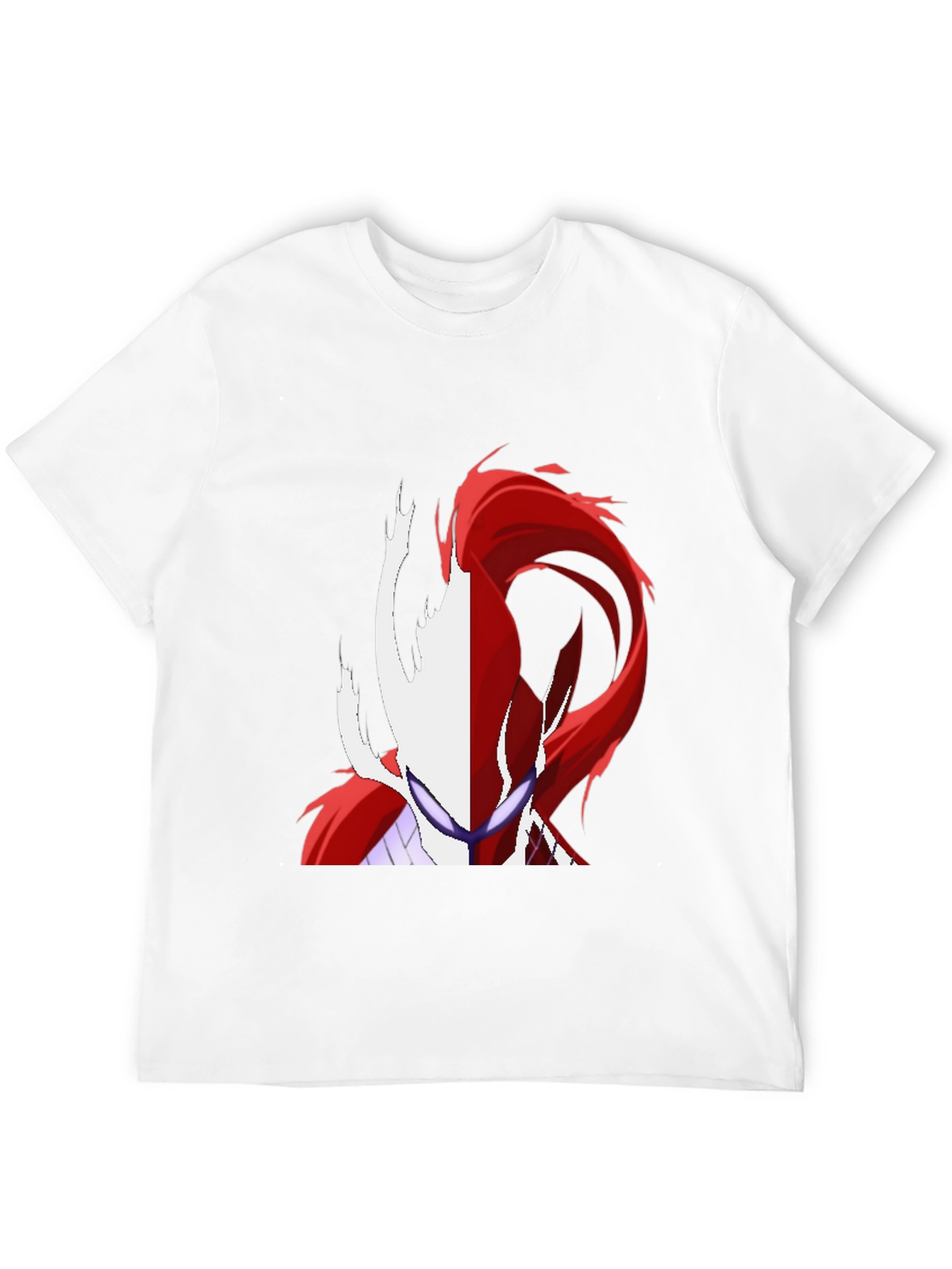 Camiseta Negra con Diseño Abstracto Rojo y Blanco
