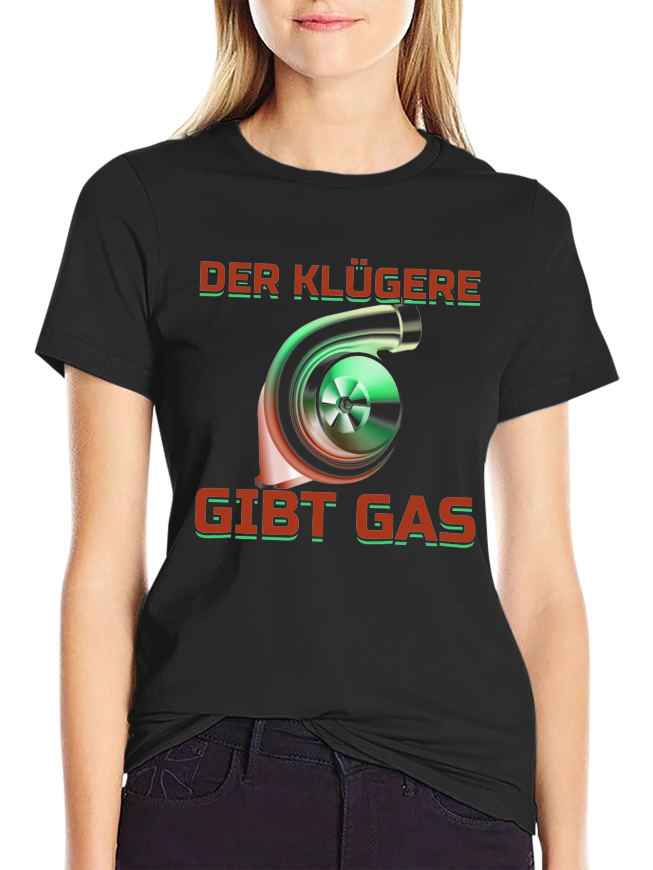 Camiseta Negra Turbo Der Klügere Gibt Gas