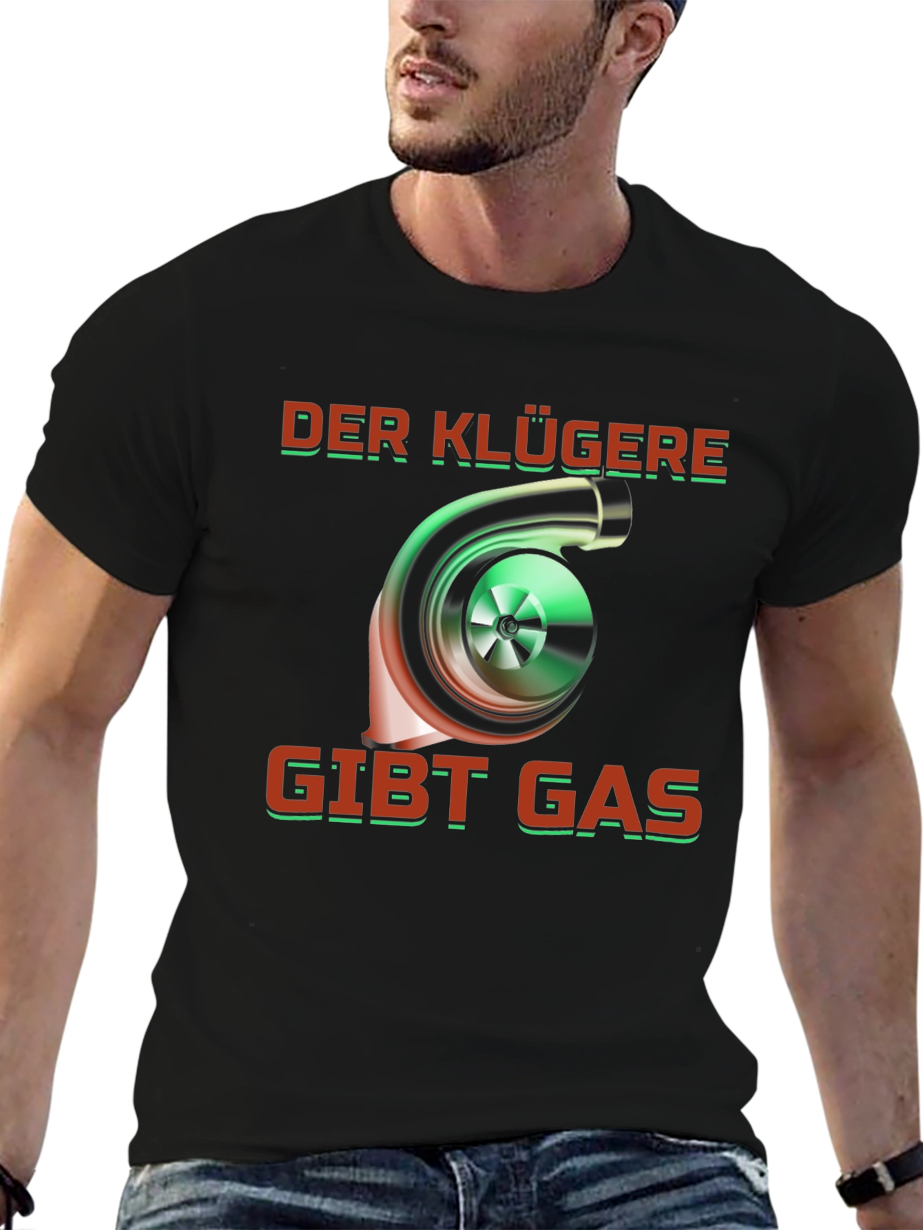 Camiseta Negra Turbo Der Klügere Gibt Gas