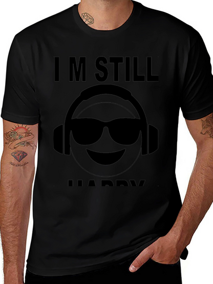 Camiseta Negra Im Still Happy con Emoji