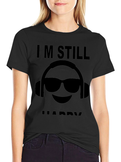 Camiseta Negra Im Still Happy con Emoji