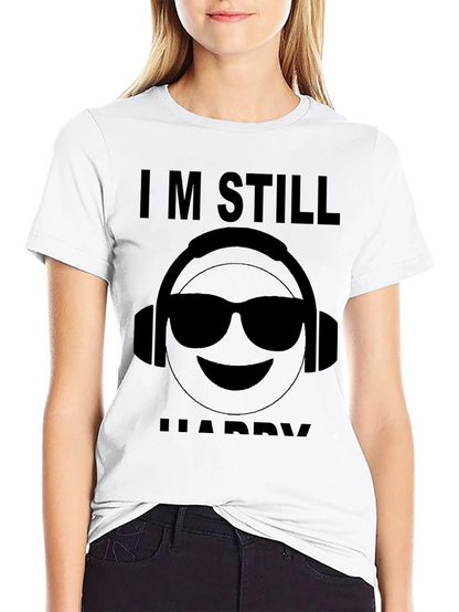 Camiseta Negra Im Still Happy con Emoji