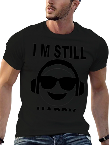 Camiseta Negra Im Still Happy con Emoji