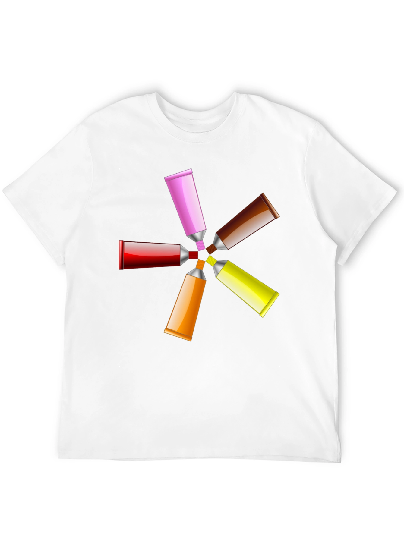 Camiseta Negra con Diseño de Tubos de Pintura