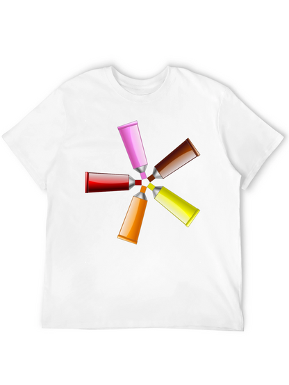 Camiseta Negra con Diseño de Tubos de Pintura